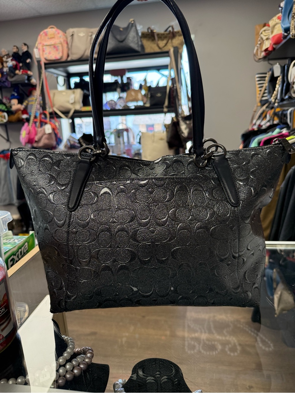 Coach Ava Tote bag metallic signature embossed logo pattern - Picture 9 of 13